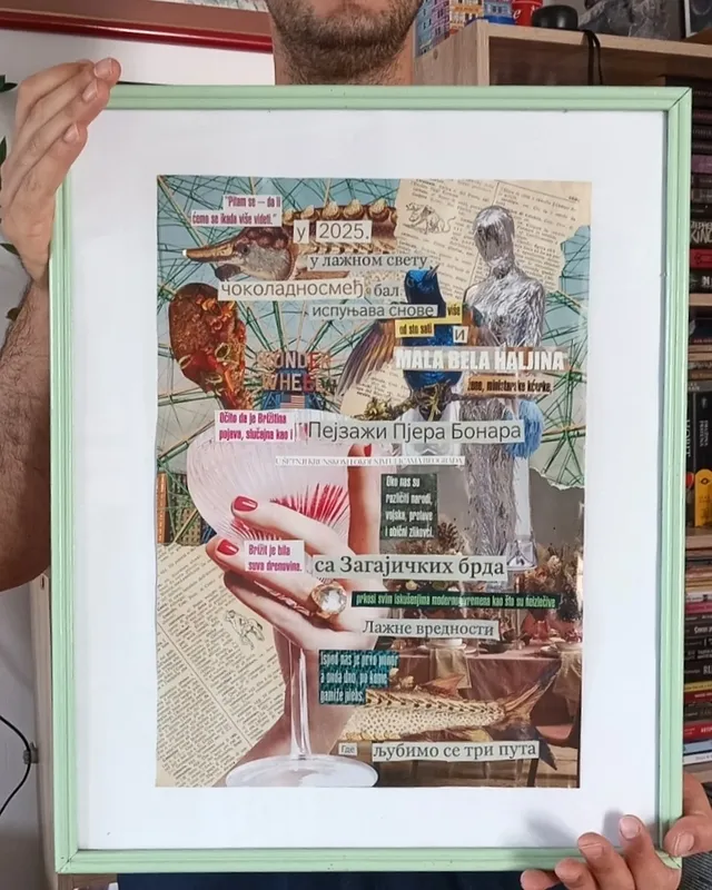 Jedna od umetničkih kreacija Uroša Papeša, spoj fragmentiranih slika i tekstova, predstavljen u BOLD magazinu.