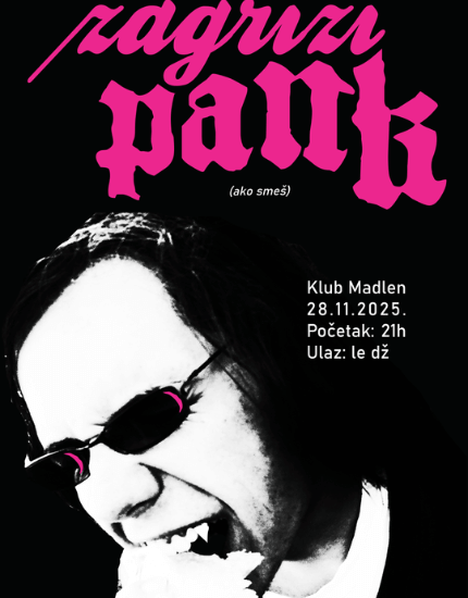 Baner za najavu pank žurke u Subotici pod nazivom Zagrizi pank